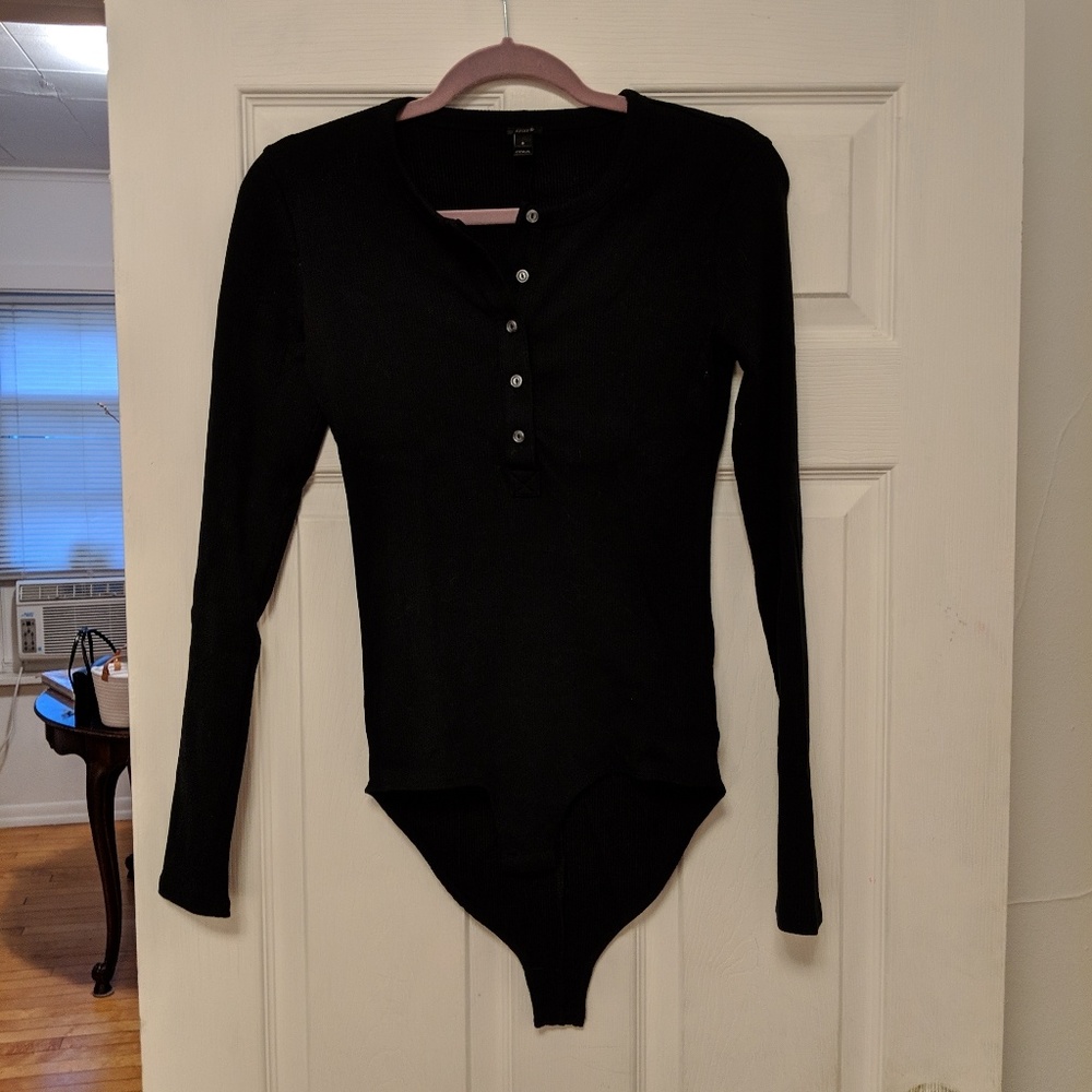 Black Jcrew ribbed henley body suit
